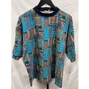 De Pietri Vintage‎ 90's Men's Colorful Abstract Geometric Print Short Sleeve Tee